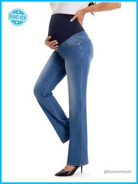 Maternity Bootcut Jeans Over Belly Stretch Denim Pregnancy Flare Pants